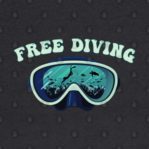 Free Diving, Underwater Diver Mask by Surfer Dave Designs